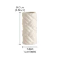 Ceramic braided texture cylinder vase detail view, 16.2cm height with modern minimalist style. - L / White