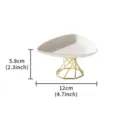 Modern minimalist ceramic cake plate with gold metal geometric stand dessert fruit tray. - Octagonal Elevated Saucers - Triangle