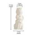 White ceramic rabbit vase with tulip top, cute animal art decor, 17.7cm height, home display. - White