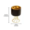 Detailed view of the modern black and gold ceramic incense burner with metal stand, 10.3cm. - Octagonal High-Foot Matte Incense Burners - Black