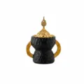 Arabic style gold ear incense burner size chart showing 17cm height and 13.2cm width details. - Large Dome Gold Ears - Small Size / Black