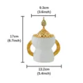 Arabic style gold and white incense burner variant, temple top design with double handles. - Large Dome Gold Ears - Small Size / White