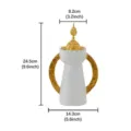 Arabic style mosque dome incense burner with gold handles and dimensions specifications. - Small Dome Gold Ears - Large Size / White