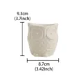 White ceramic owl candle holder and planter, cute animal decor for home desk and holiday. - Hear No Evil / White