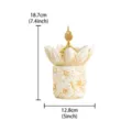 Gold Middle Eastern Arabic lotus incense burner, creative floral aroma jar for cone sandalwood. - Temple Top Floral Incense Burner Jar Set / White