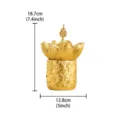 Gold lotus flower censer jar, 18.7cm height incense burner with decorative relief pattern. - Temple Top Floral Incense Burner Jar Set / Gold