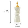 Resin Arabian style incense burner with gold lid, 27cm tall decorative censer for home decor. - Sequin Temple Top Curtain Tieback - White