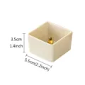 Detail view of a minimalist square ceramic incense holder with golden pin, compact size. - Square Deep Dish Gourd Incense Holder / White