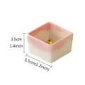 Minimalist square ceramic incense holder with pink white gradient and brass pin stand detail. - Square Deep Dish Gourd Incense Holder / Pink