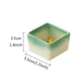 Minimalist square ceramic incense stick holder with gradient green glaze and brass pin. - Square Deep Dish Gourd Incense Holder / Green