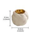 Nordic ceramic knot incense burner, white aroma censer with gold metal insert, 10.8cm - White