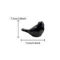 Detailed view of the black ceramic bird figurine, showing precise dimensions and smooth glaze. - M / Black