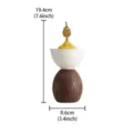 Creative lidded ceramic censer with wood style base and gold ornate lid for home decor. - Log Incense Burner with Leaf Bowl and Lid - White