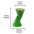 Resin double cone incense burner with dimension details, artistic home decor ornament product. - Sequin Double Cone Incense Burner - Green