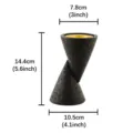 Double cone resin censer black and gold aromatherapy incense burner product dimension detail - Resin Double Cone Incense Burner - Black