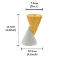 Detail view of the modern dual-cone resin incense burner showing texture and dimension specs. - Sequin Double Cone Incense Burner - Silver Base
