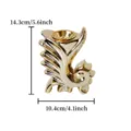 Vista dettagliata bruciatore di incenso in ceramica dorata, ornamento decorativo con dimensioni. - Oro