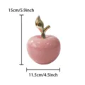 Ornamento decorativo di mela in ceramica rosa con stelo dorato arredamento casa moderno - Mela rosa con foglia dorata - Grande