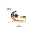 Star and moon metal candle holder Arabic home decoration tea light stand 14cm gold craft - S