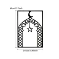 Arabic Metal Wall Art Islamic Crescent Moon Star Hanging Decor 40x27.6cm Black Iron - Grid Door / L