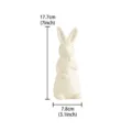 White ceramic Easter rabbit figurine with bow tie and egg, 17.7cm tall desktop decor. - Medium / White