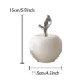 White ceramic apple figurine with silver electroplated stem modern home decor sku - Silver Leaf White Apple - Large