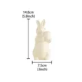 Ceramic Easter rabbit figurine holding egg detail, cute desktop decor ornament white finish. - Right / White