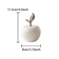 White ceramic apple ornament with silver stem, modern Nordic home decor tabletop piece. - Silver Leaf White Apple - Small