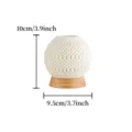 Ceramic hollow candle holder with wooden base, spherical home art decoration, 10cm. - Round Wooden Base Candle Holder