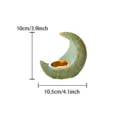 Crescent moon resin incense burner with gold tray, Arabic style aromatherapy holder, 10cm. - Green
