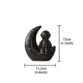 Black ceramic astronaut on moon ornament, creative home decor desktop sculpture 13cm. - Black