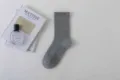 Women grey ribbed mid-tube socks, solid color anti-pilling cotton casual daily wear. - Female Style / Gray