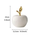 White ceramic apple figurine with gold stem, modern minimalist desktop home decor ornament. - Gold Leaf White Apple - Large