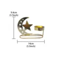 Gold hollow star moon incense burner detail view, Middle Eastern style metal home decor stand. - Star and Moon Standing Incense Burner - Small