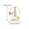 Gold iron art glass test tube vase detail view, Nordic style butterfly floral container. - Iron Butterfly Glass Vase - Small