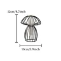 Detailed dimension view of the Nordic style iron wire and glass test tube vase, height 12cm. - Iron Mushroom Glass Vase - Black