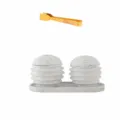 Set bruciatore di incenso a nido d'ape in ceramica stile arabo con vassoio e pinza dorata. - Set di bruciatori di incenso a nido d'ape - Bianco