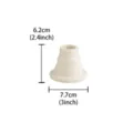 Minimalist white ceramic candle holder, cute desktop decor with clear dimension specs. - Small Piled Thin Stem Candle Holder / White