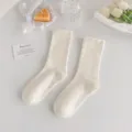 White women socks, solid color long crew socks, student daily casual comfortable hosiery. - One Size / White