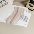 Solid color women short cotton socks, comfortable beige ankle socks for daily wear. - One Size / Khaki
