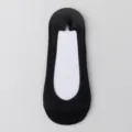 Women black ice silk invisible boat sock summer low cut non slip shallow slip on shoes - Black