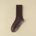Women mid tube yoga pilates socks silicone anti slip fitness socks variant color style - One Size / Coffee