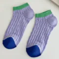 Summer mesh short socks purple green colorblock cute casual style apparel variant - One Size / Purple