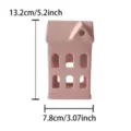 Bougeoir maison en céramique rose photophore ajouré déco maison ornement de table - Bougeoir cheminée triangulaire creux / Rose