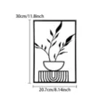 Close-up detail showing the black metal plant wall art hanging structure and dimensions. - U Potted Plant / Medium (30x20.7cm)