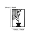 Modern minimalist metal wall art, black plant in vase design, home decor hanging piece. - Curtain Door Leaf / Small (20x14cm)