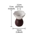 Resin flower candle holder detail showing dimensions, minimalist desktop aroma decor item. - Resin Hand Holding Flower Candlestick - Brown & White