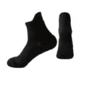 Unisex mid-tube athletic running socks in solid black, ideal for marathon and fitness training. - Black