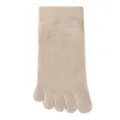 Solid beige short five-finger socks, breathable toe socks for daily wear and sports comfort style. - One Size / Nude