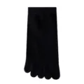 Solid black five toe socks, breathable and sweat absorbent short athletic toe socks. - One Size / Black